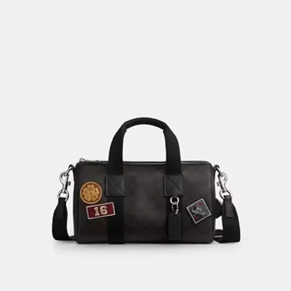 Coach Explorer Duffle Bag 28 In Signature Canvas With Patches CGA26 Walnut/Black